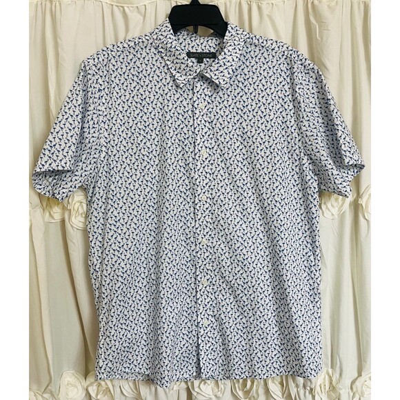 Men’s Slate & Stone Flamingo Print Short Sleeve Shirt LG - Picture 8 of 9